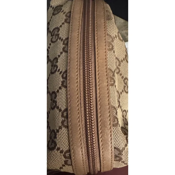 GUCCI Cosmetic Pouch Monogram GG Brown Canvas Bag